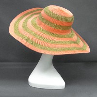 Wide Brim Hat - Straw Hat: Paper Straw Wide Brim Hat - Peach/Gold - HT-ST1170PIGD